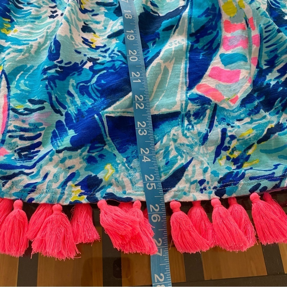 Lilly Pulitzer Sparkling Blue Hey Bay Bay Smocked Tassel Trina Beach Dress Small - Picture 13 of 15